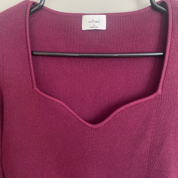 Aritzia Wilfred Tuscany Sweetheart Knit Sweater Maroon Size M - Picture 8 of 16